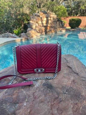 Rebecca Minkoff Chevron Quilted Love Crossbody Leather Bag in Scarlet (CdlG)